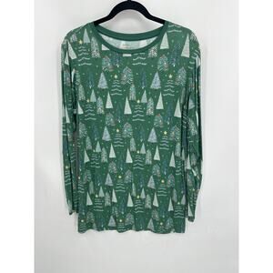 Little Sleepies Green Twinkling Trees Bamboo Pajama Top Only Adult Size Medium